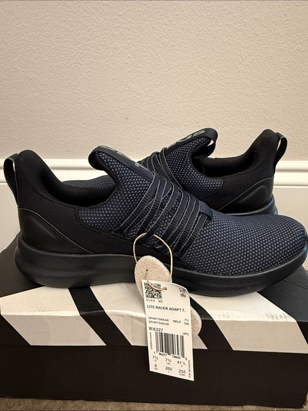 adidas Navy Slip-On Knit Athletic Sneakers